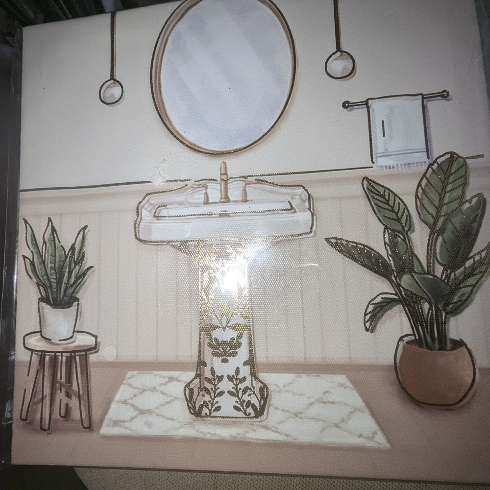 Elegant Bathroom Canvas wall Art with Plants